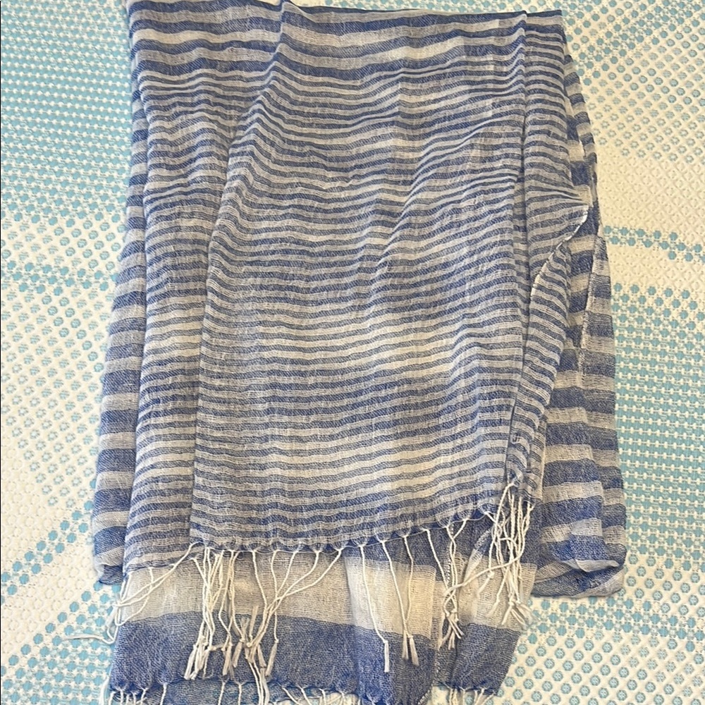 Striped Blue and Gray Scarf